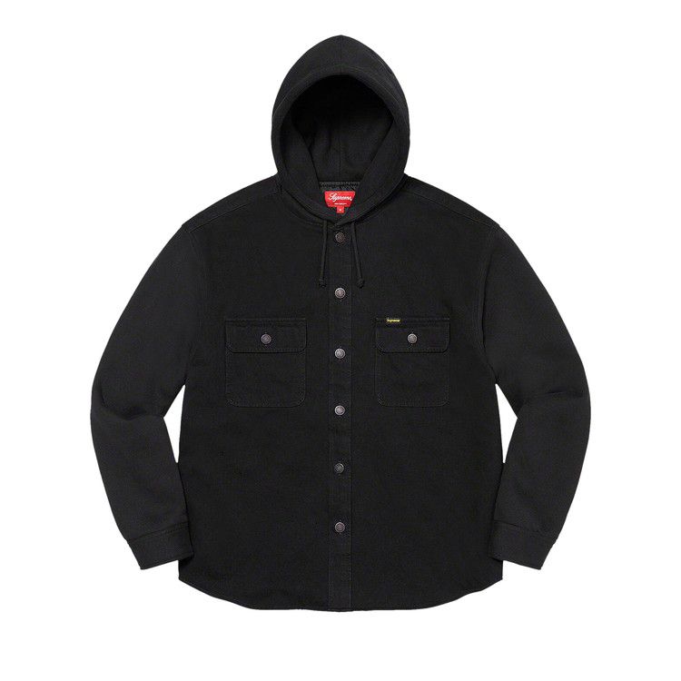 

Рубашка Supreme Fleece Hooded Denim Shirt, Black