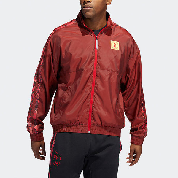 Куртка Men's adidas CNY Logo Basketball Sports Jacket Red, красный — фото 4