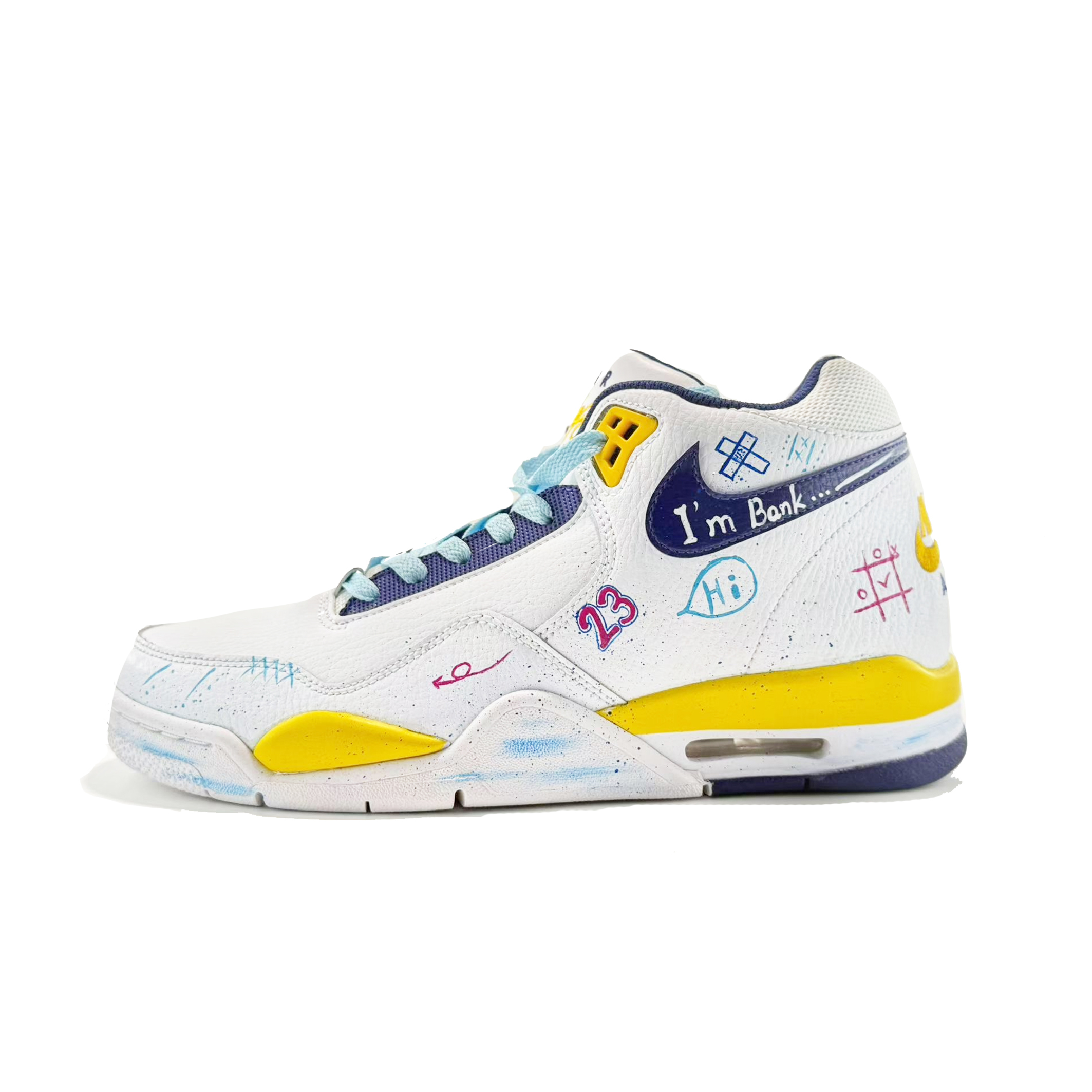 

Nike Баскетбольные кроссовки Flight Legacy Board-Painted с нескользящей подошвой, винтажные, мужские, белого и желтого цвета