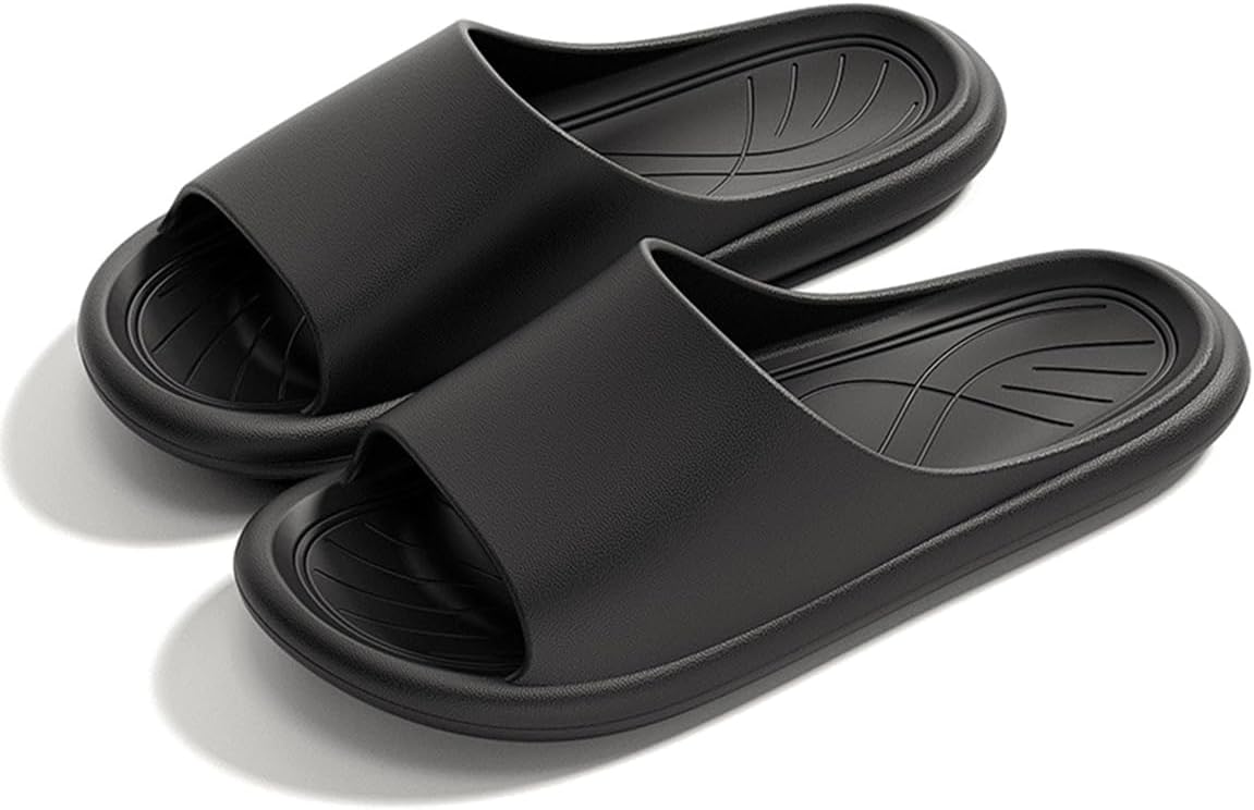 

Домашние тапочки для женщин и мужчин, тапочки для ванной, противоскользящие домашние туфли, шлепанцы для душа, тапочки для бассейна и пляжа Auxdiq, черный