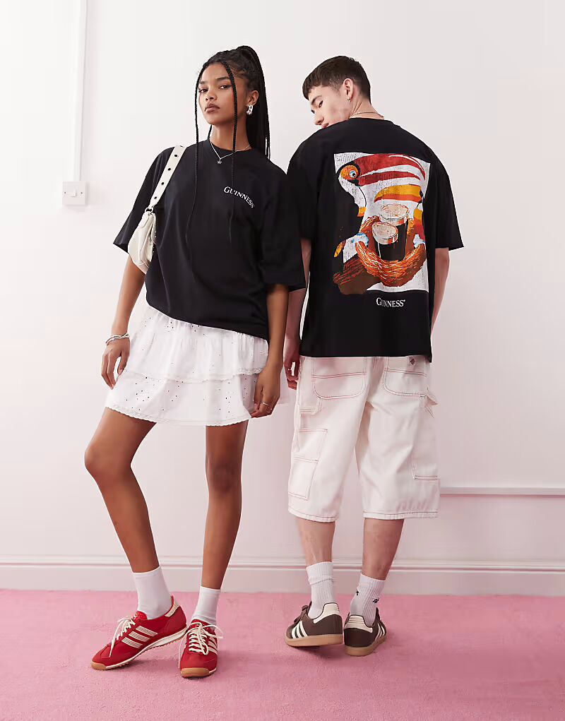 

Футболка унисекс оверсайз ASOS DESIGN с принтом Guinness черного цвета