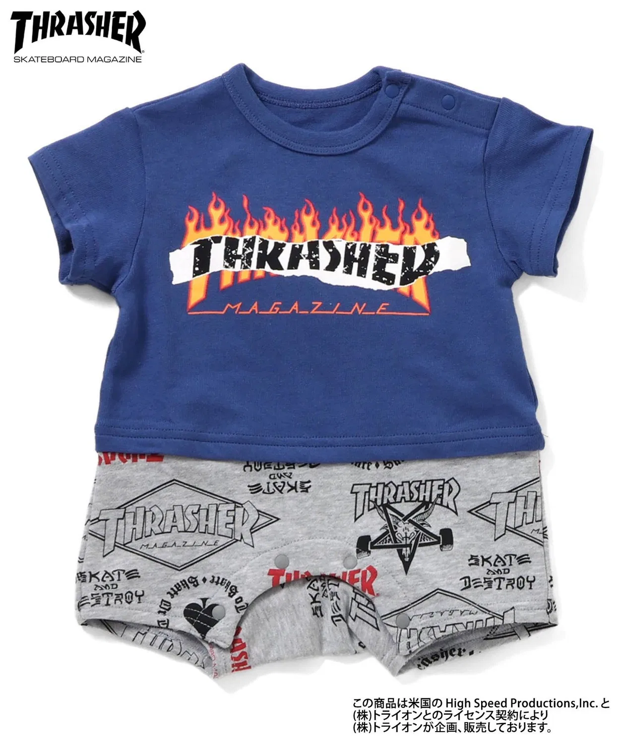 Ромпер THRASHER с принтом пламени, синий