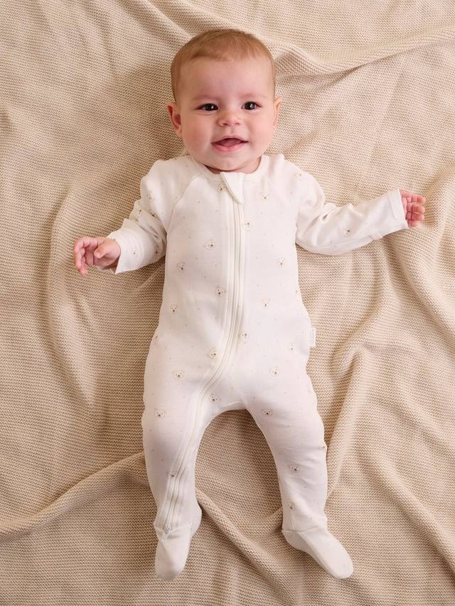 Детский хлопковый комбинезон с молнией Purebaby, Pack of 2, Vanilla Bear — фото 2