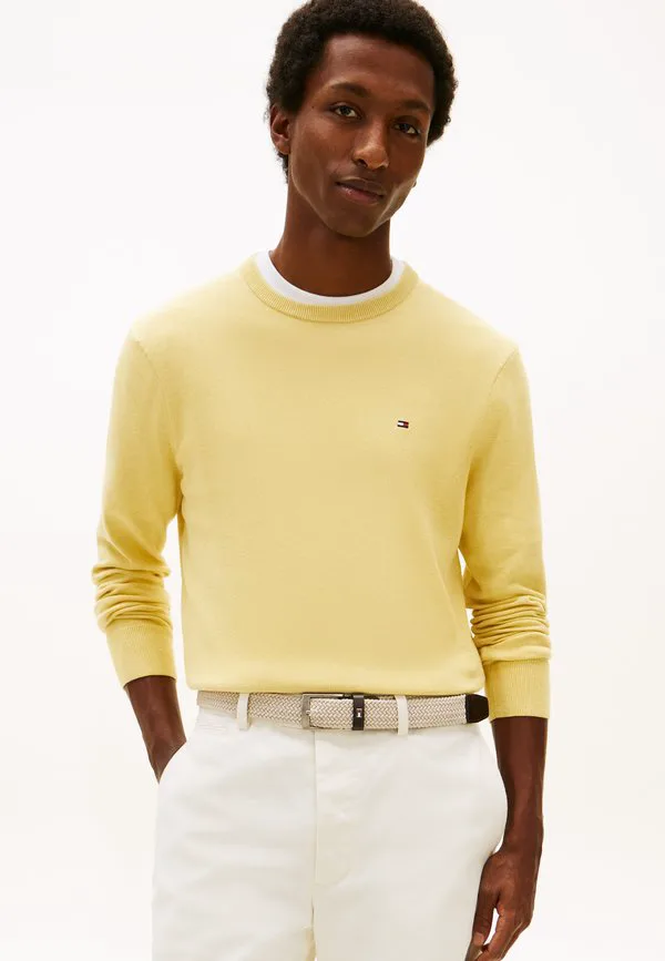 Свитер с круглым вырезом и вышивкой флага Tommy Hilfiger, Citronella Heather