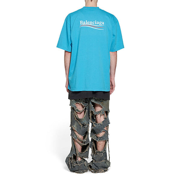 Футболка political campaign t-shirt large fit 'blue sky' Balenciaga, голубой — фото 3