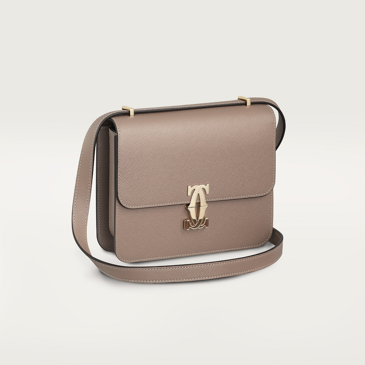 

Женская сумка через плечо Cartier Sac porté épaule mini modèle, C de Cartier, текстурированная телячья кожа цвета глины
