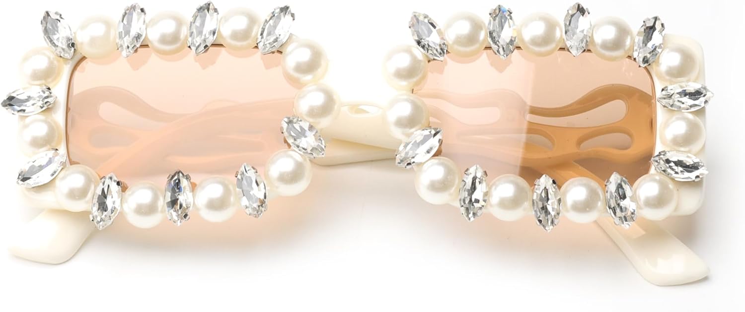 

Солнцезащитные очки bullabulling Crystal Pearl - модные женские прямоугольные солнцезащитные очки со стразами, квадратные солнцезащитные очки с бриллиантами для вечеринки, Tea