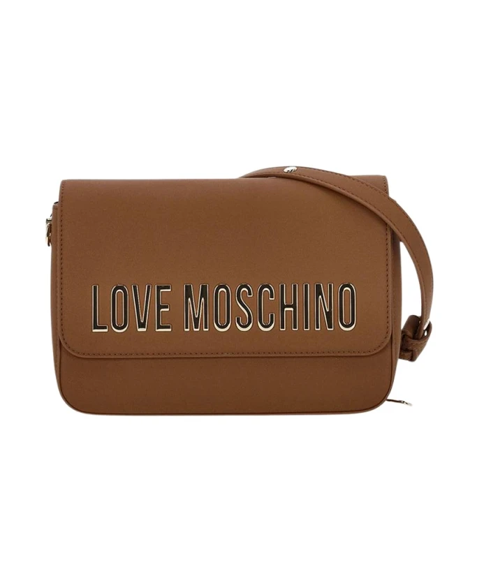 

Металлическая сумка через плечо с логотипом и магнитной застежкой. Love Moschino, коричневый