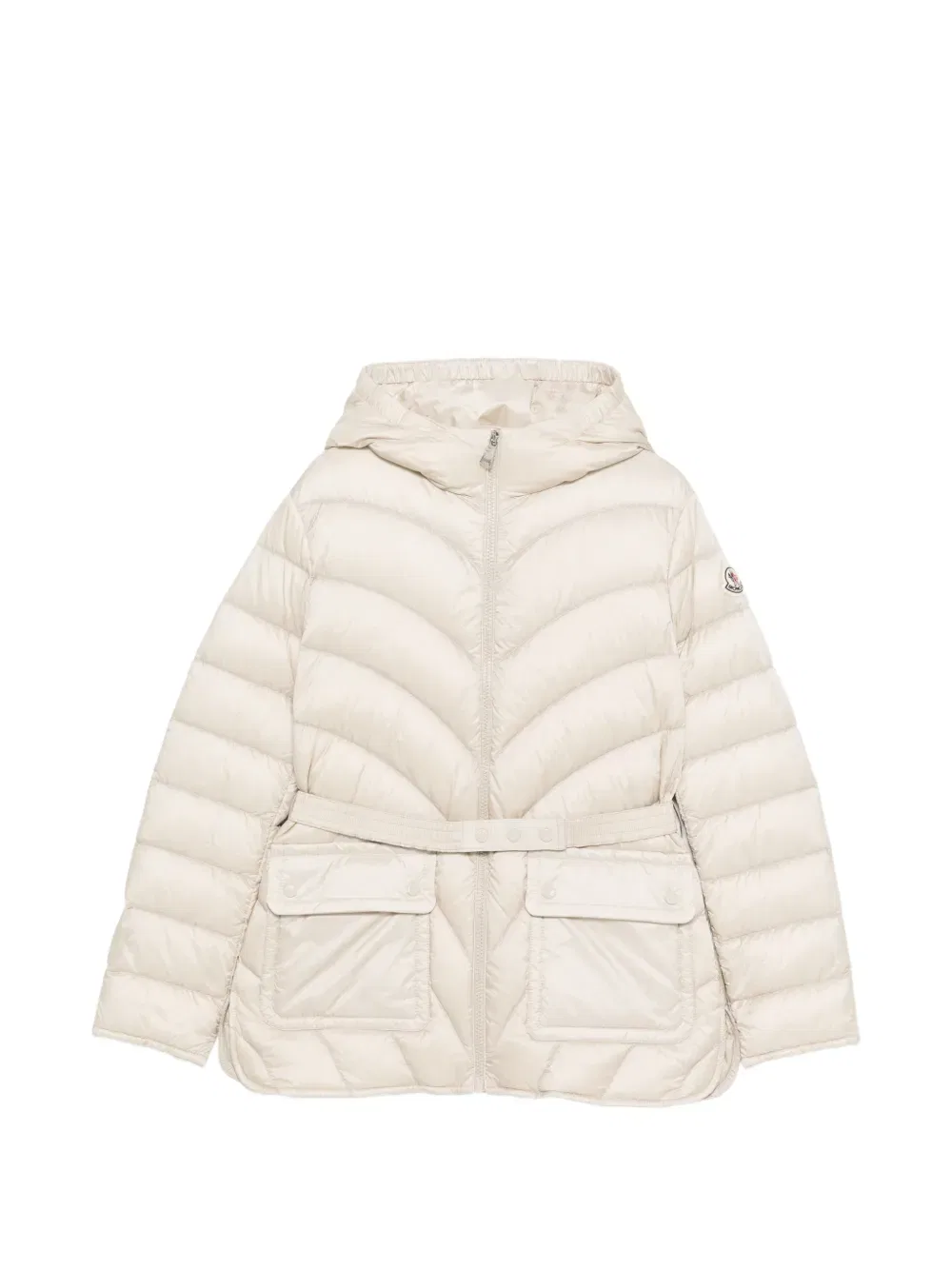 Куртка с капюшоном и поясом Moncler Enfant, нейтральный