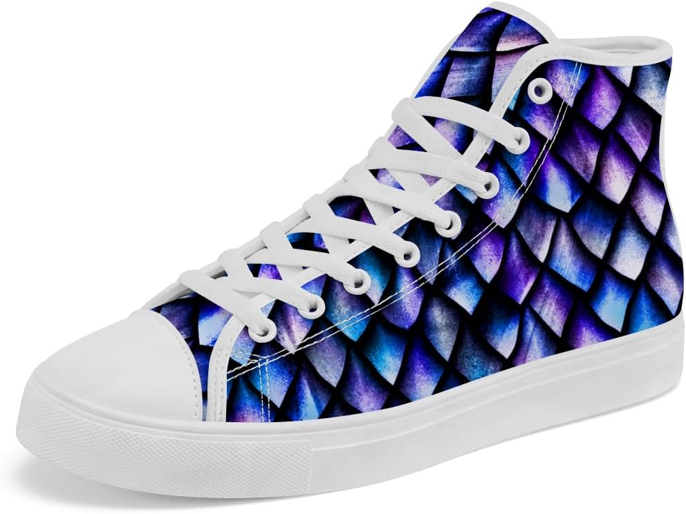 

Кеды на высокой подошве из холста с принтом дракона, высокие сникерсы с шнуровкой, повседневная обувь для женщин и мужчин Chebing, синий/фиолетовый