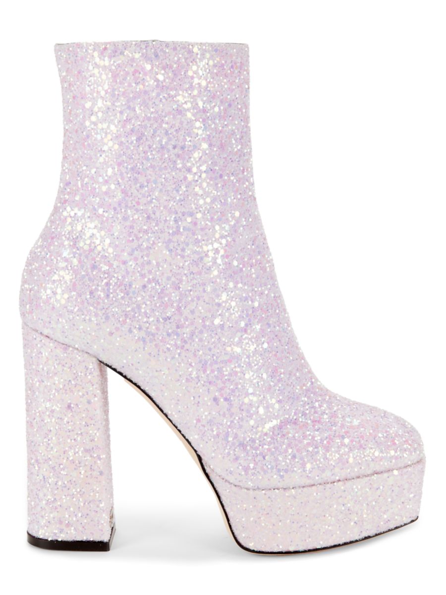 Ботильоны на платформе с блестками Giuseppe Zanotti, цвет Pink Glitter