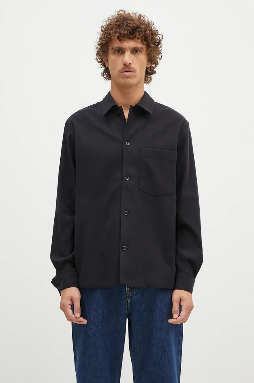 

Carsten Cotton Wool LS Shirt рубашка из смесовой шерсти Norse Projects, черный
