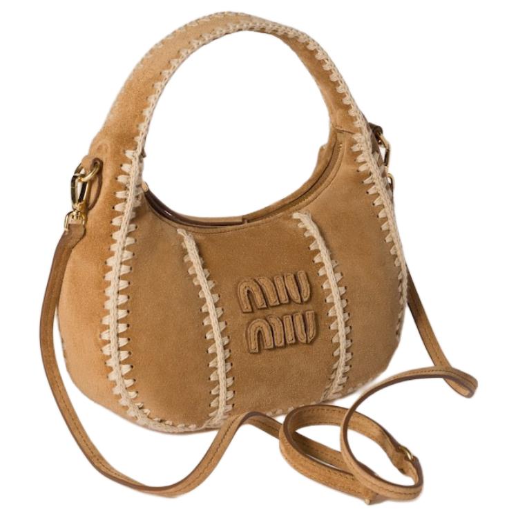 Сумка через плечо Wander Series из телячьей кожи женская cinnamon MIU MIU — фото 3