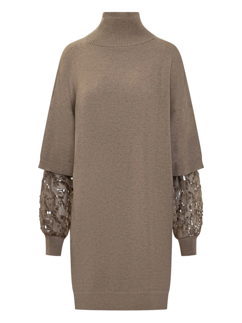 

Платье с высоким воротником Brunello Cucinelli, нейтральный