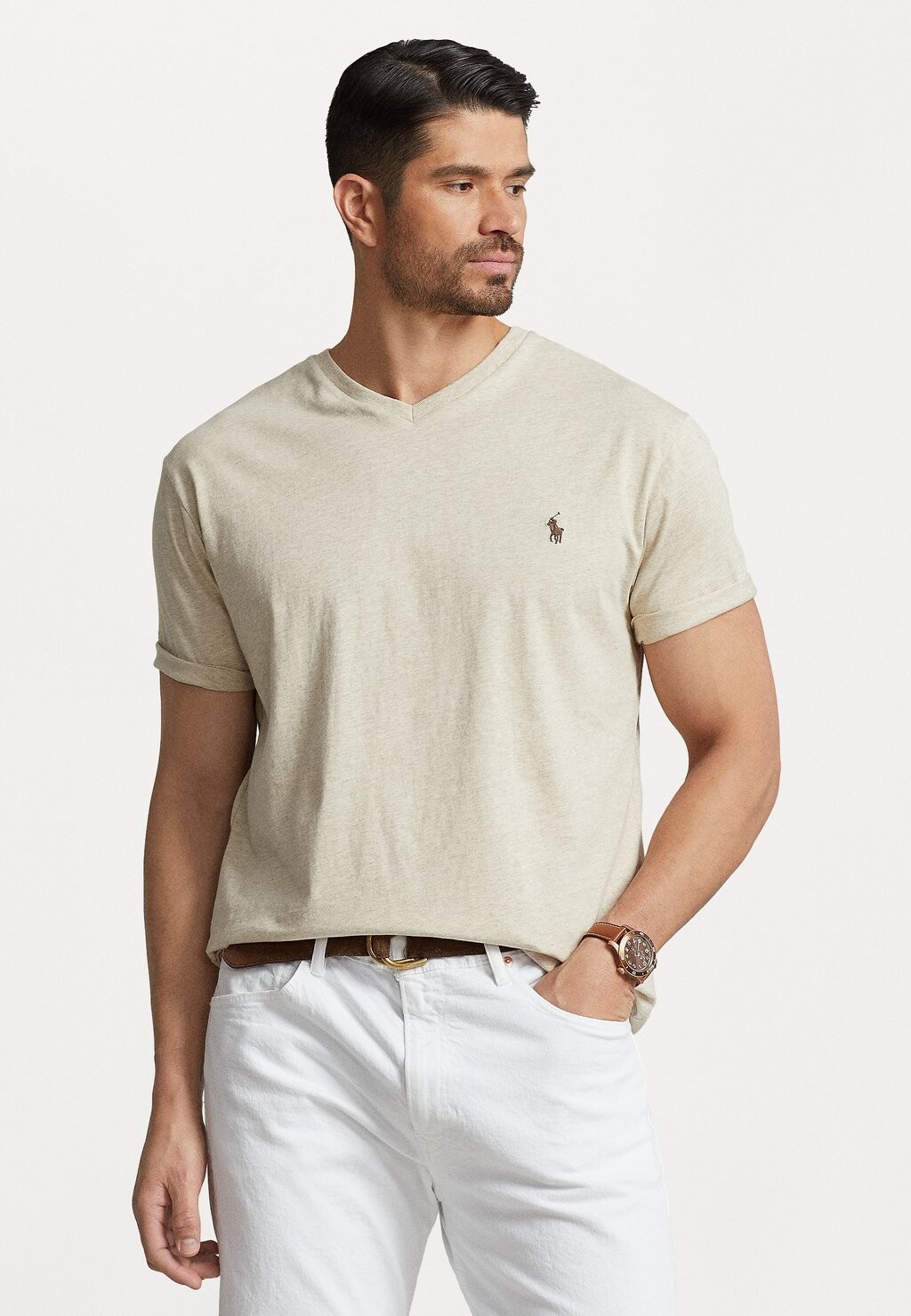 

Базовая футболка JERSEY V NECK T-SHIRT Ralph Lauren, кремовый