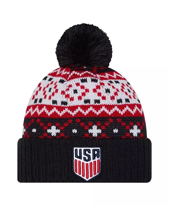 

Мужская темно-синяя вязаная шапка USMNT Nostalgia с манжетами и помпоном New Era