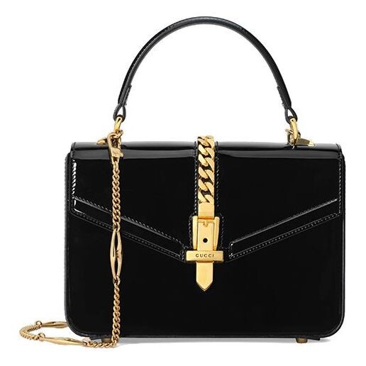 

Сумка sylvie 1969 seriesleather hand bag mini black Gucci, черный