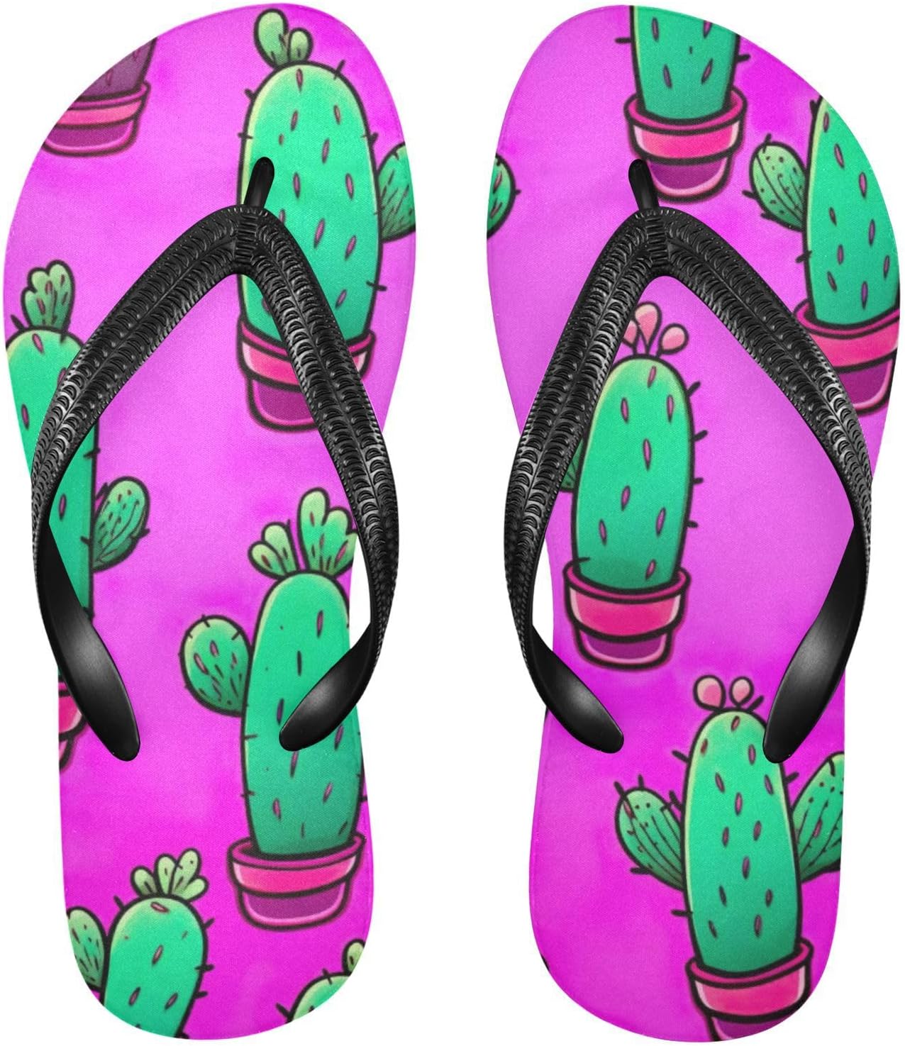 

Пляжные летние сандалии Purple Pink Cactus для женщин и мужчин, шлепанцы для душа Kfbe