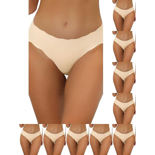 

10 пар бесшовных трусов для женщин no show stretch solid invisible brief Inspire Chic, Beige