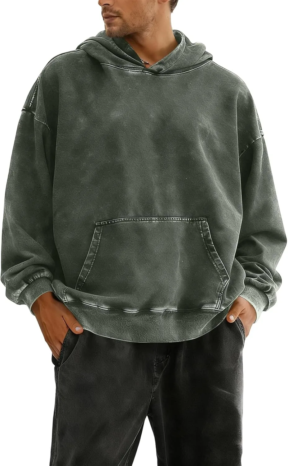 

Худи Oversized Unisex Acid Wash Heavyweight Denim Vintage Loose Fit