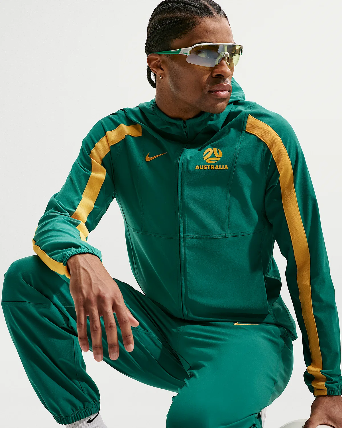 Мужская куртка Nike Dri-FIT Soccer Woven Jacket Australia Energy, Mystic Green/Sport Gold — фото 3