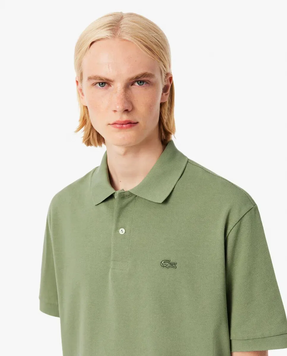 Мужская рубашка-поло из плотного пике свободного кроя с коротким рукавом Lacoste, зеленый — фото 3