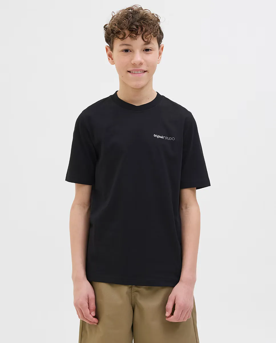 

Футболка для мальчиков с короткими рукавами и принтом на спине Jack & Jones, черный