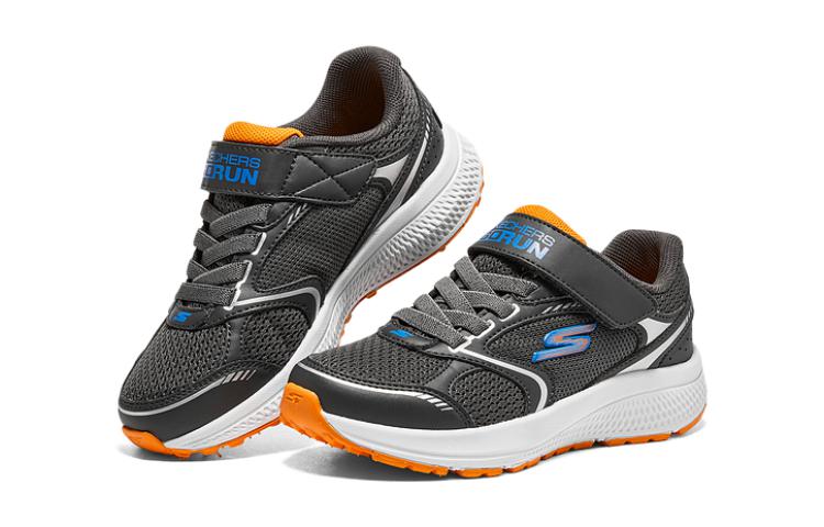 Низкие детские беговые кроссовки черно-оранжевые подростковые Skechers — фото 4