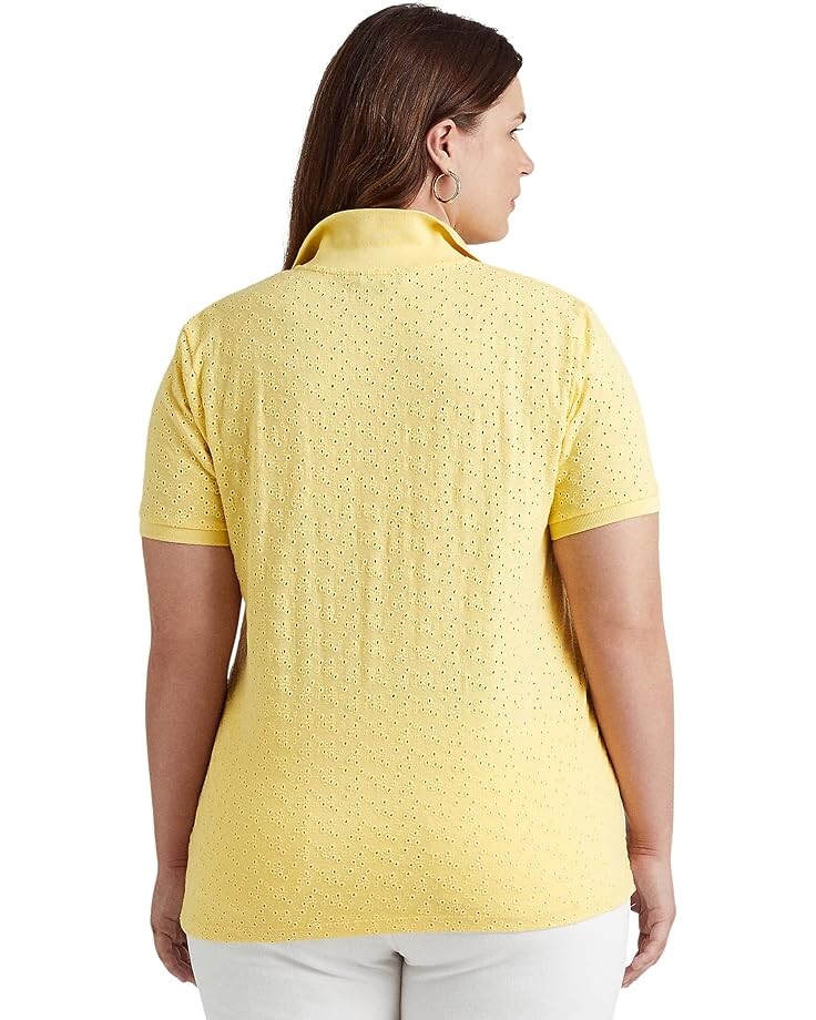 

Поло LAUREN Ralph Lauren Plus Size Eyelet Jersey Polo Shirt, цвет Wicket Yellow