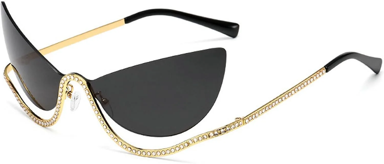 

Ретро-солнцезащитные очки со стразами для женщин в стиле 90-х, блестящие очки «кошачий глаз», модные женские солнцезащитные очки с бриллиантами mincl, C1