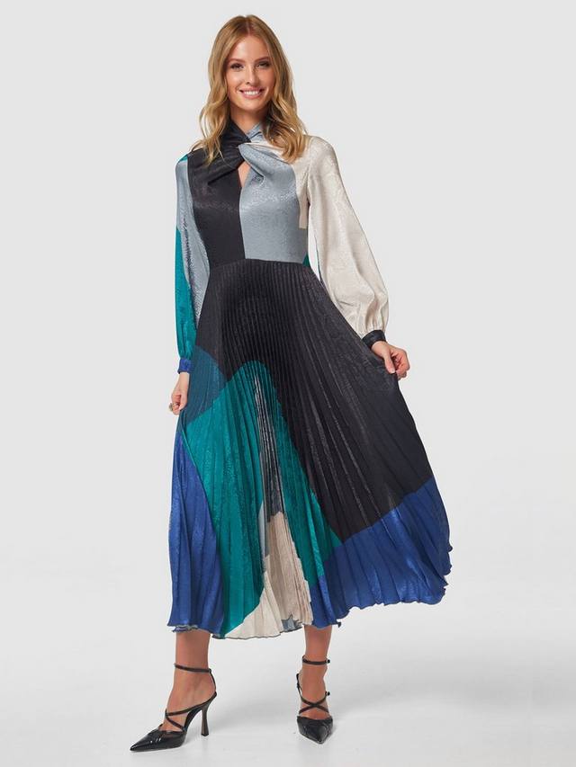 

Змеиное жаккардовое платье миди Closet London, бирюзовый