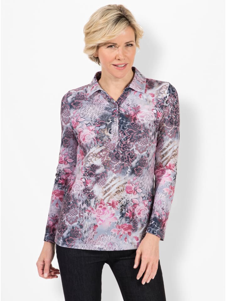 

Рубашка-поло каменно-серого цвета с принтом античной розы WITT WEIDEN