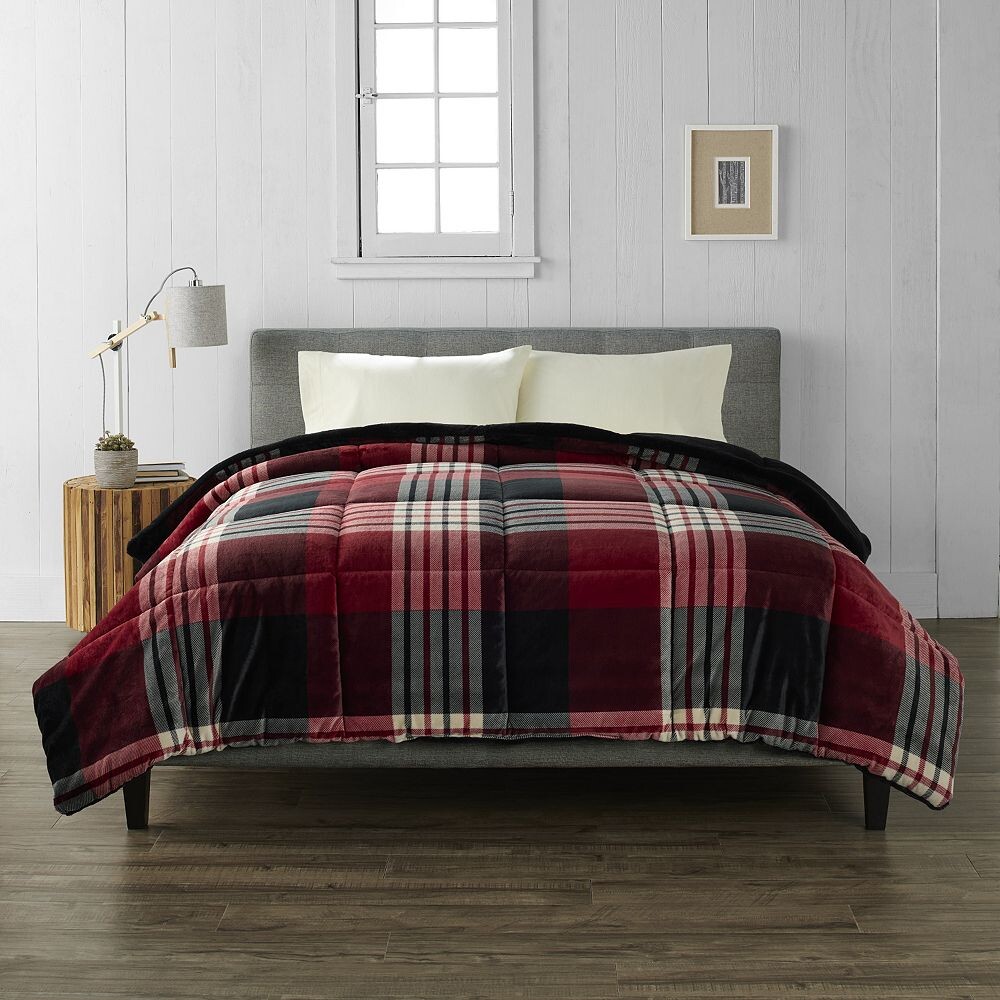 

Уютное мягкое двустороннее одеяло Cuddl Duds, цвет Red Black Plaid