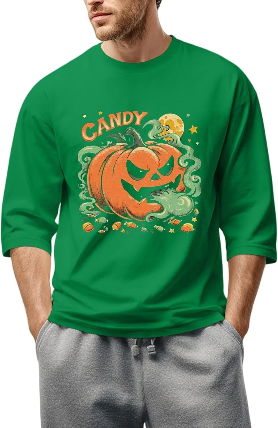 

Футболка FQZWONG для мужчин Casual Loose с 3/4 рукавом и 2D принтом