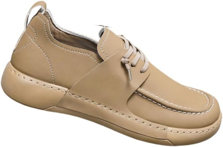 

Мужские плоские повседневные лоферы, Мягкая резиновая подошва, дышащая подкладка - Низкий верх с круглым носком, подходят для повседневного и делового повседневного стиля Hoalox, хаки