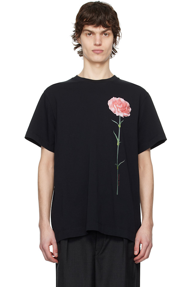 

Футболка с принтом гвоздики с коротким рукавом Simone Rocha, черный