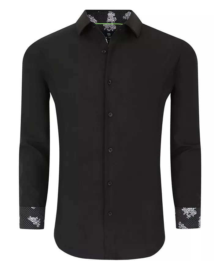 

Мужская классическая рубашка Performance Solid Button Down приталенного кроя Tom Baine, черный