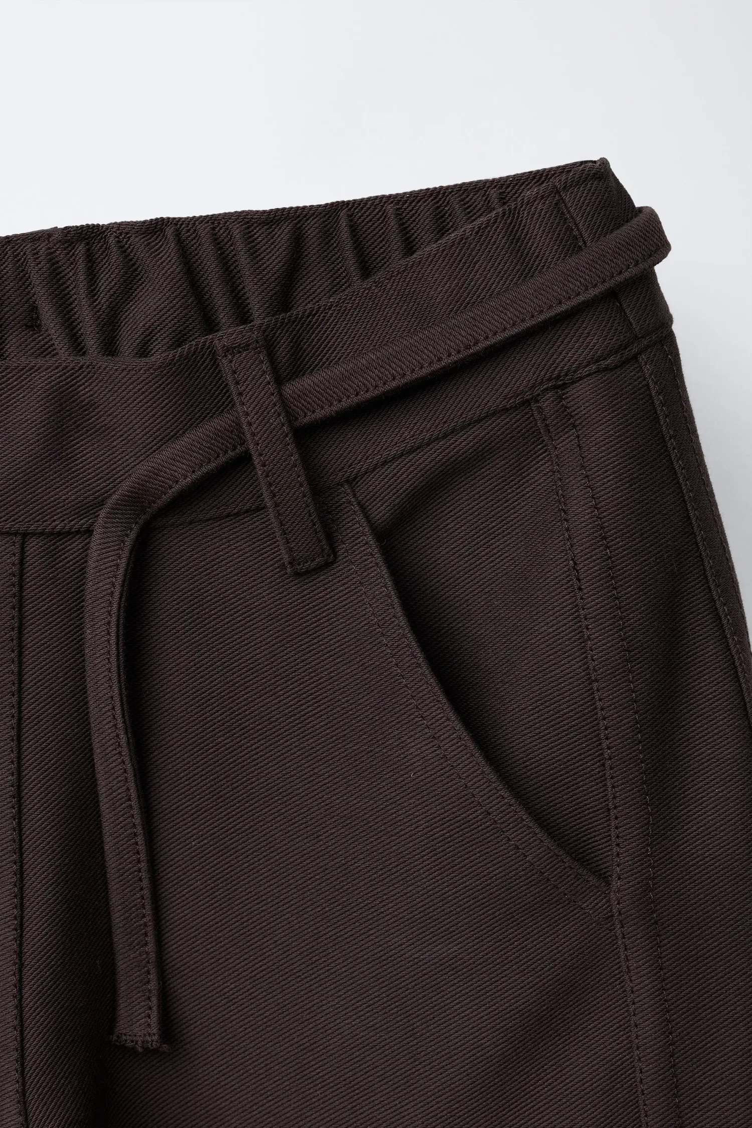 Брюки бочкообразные с завязками Zara, коричневый — фото 3