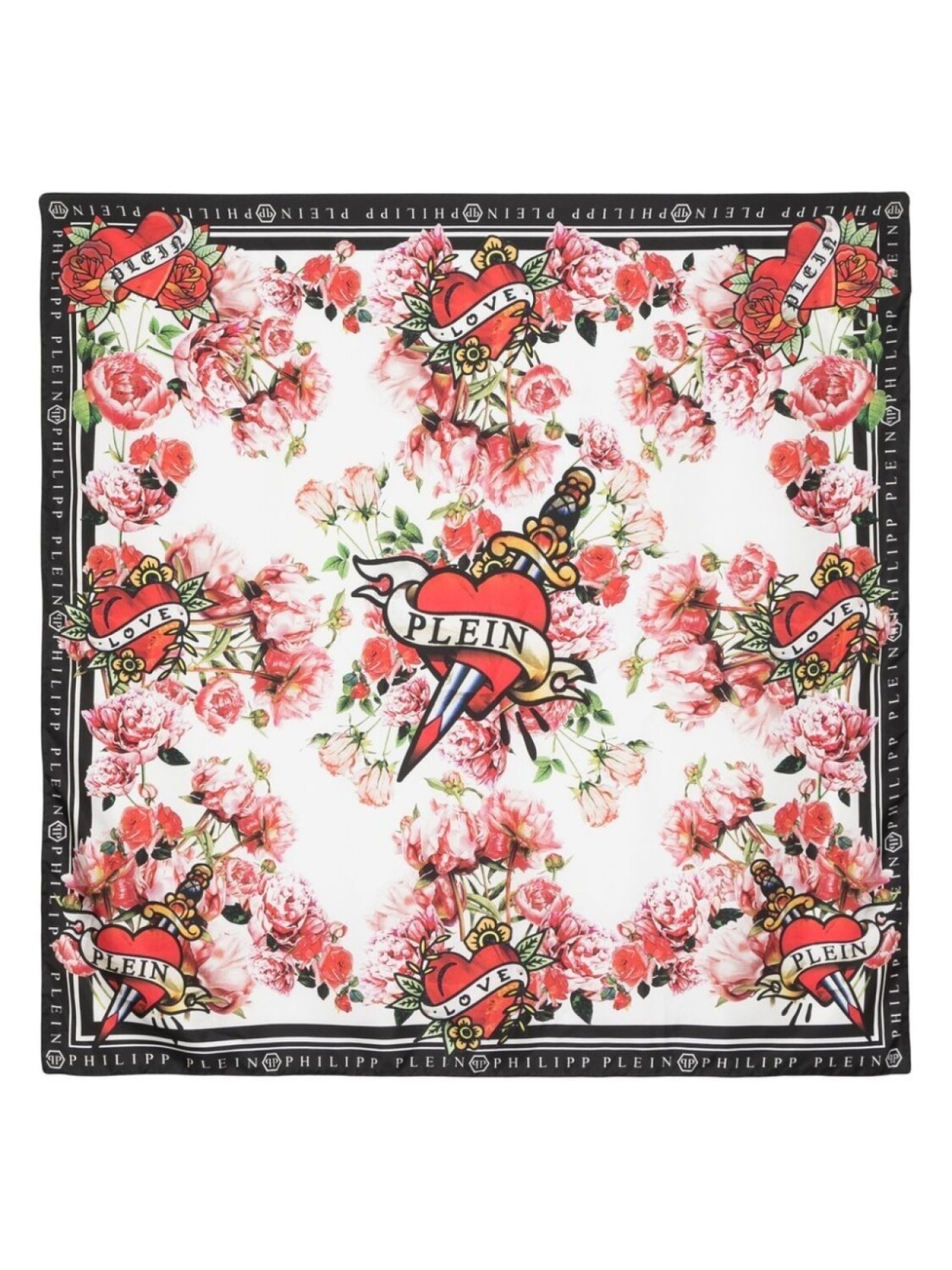 

Philipp Plein шелковый платок Love 90x90, белый