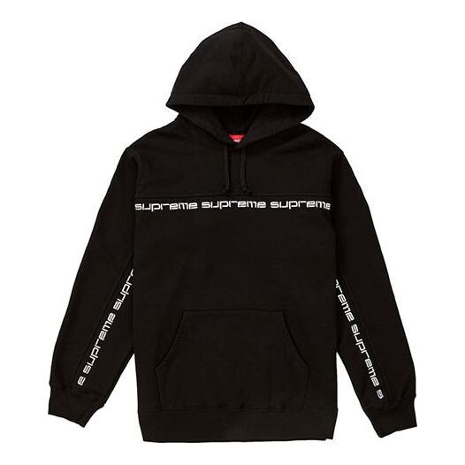 

Толстовка fw18 text stripe hooded sweatshirt black Supreme, черный