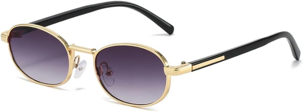 

Ретро маленькие овальные металлические солнцезащитные очки для женщин с защитой от УФ-излучения UV400, модные, серебристый градиент, мужские солнцезащитные очки в стиле панк UUPTTPL, Gold Gray