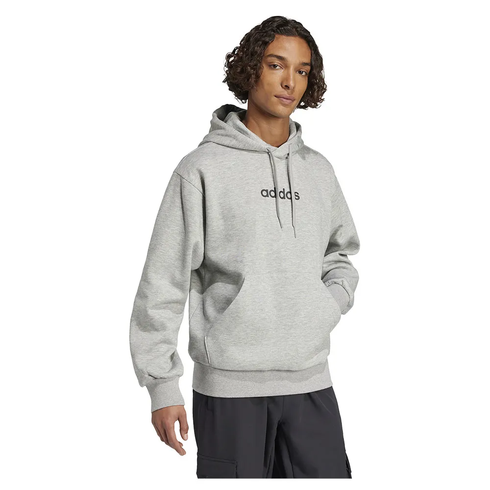 Худи adidas Essentials Linear Fleece, серый — фото 4