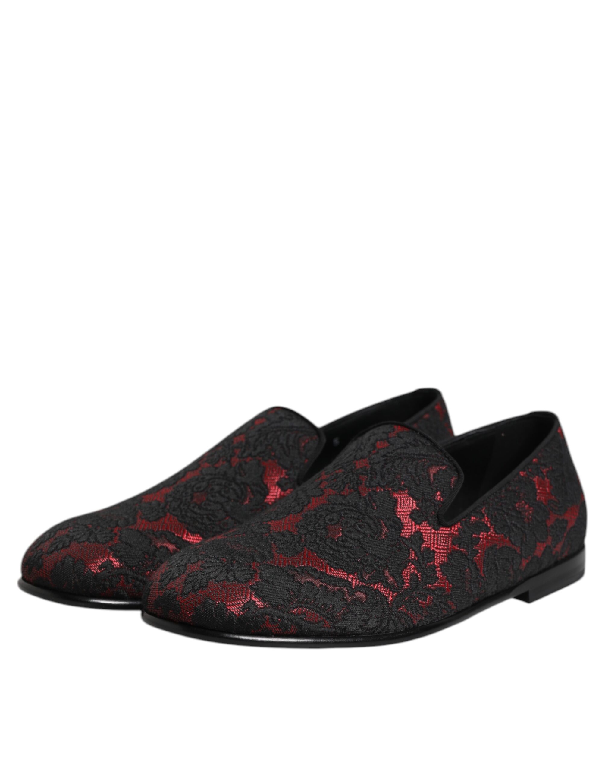 Красно-черные жаккардовые туфли-лоферы Dolce & Gabbana, Black and Red — фото 4
