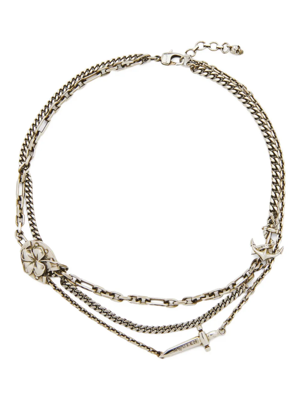 

Ожерелье-цепочка в виде цветка-кинжала Alexander McQueen, серебяный