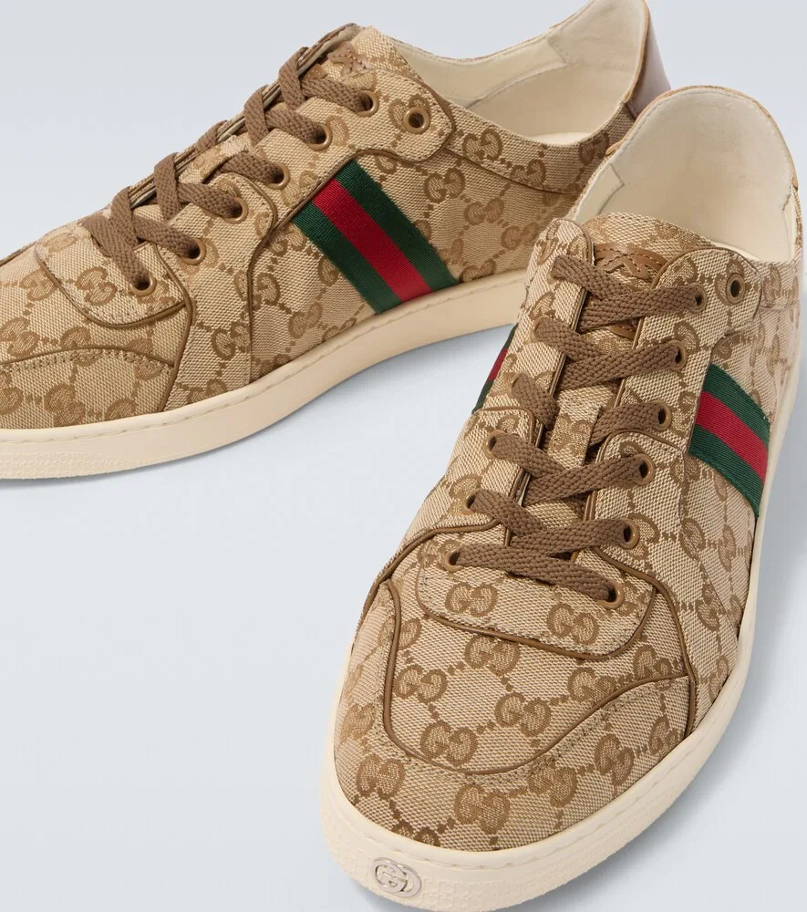 Низкие кеды из эластичного канваса GG Gucci, бежевый — фото 3