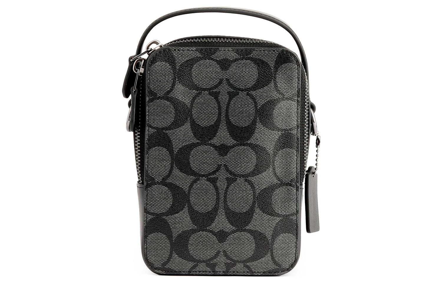 

Сумка через плечо Coach с кожаным карманом для телефона, черная, мужская