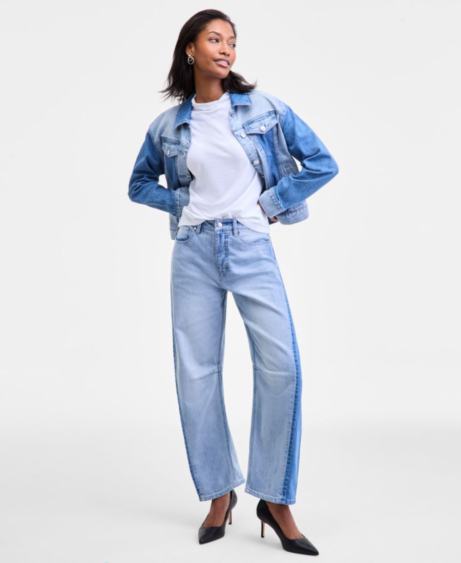 

Женские двухцветные джинсы-бочонки, размер 0-26W On 34th, Two Tone Wash