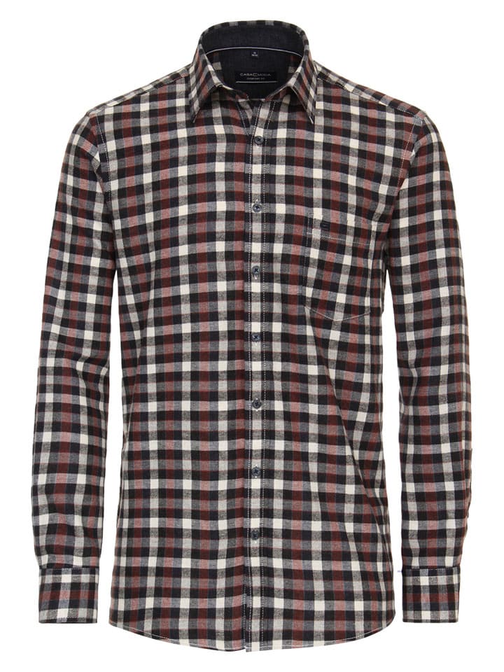 

CASAMODA Рубашка - удобный крой - в черно-красно-кремовом цвете