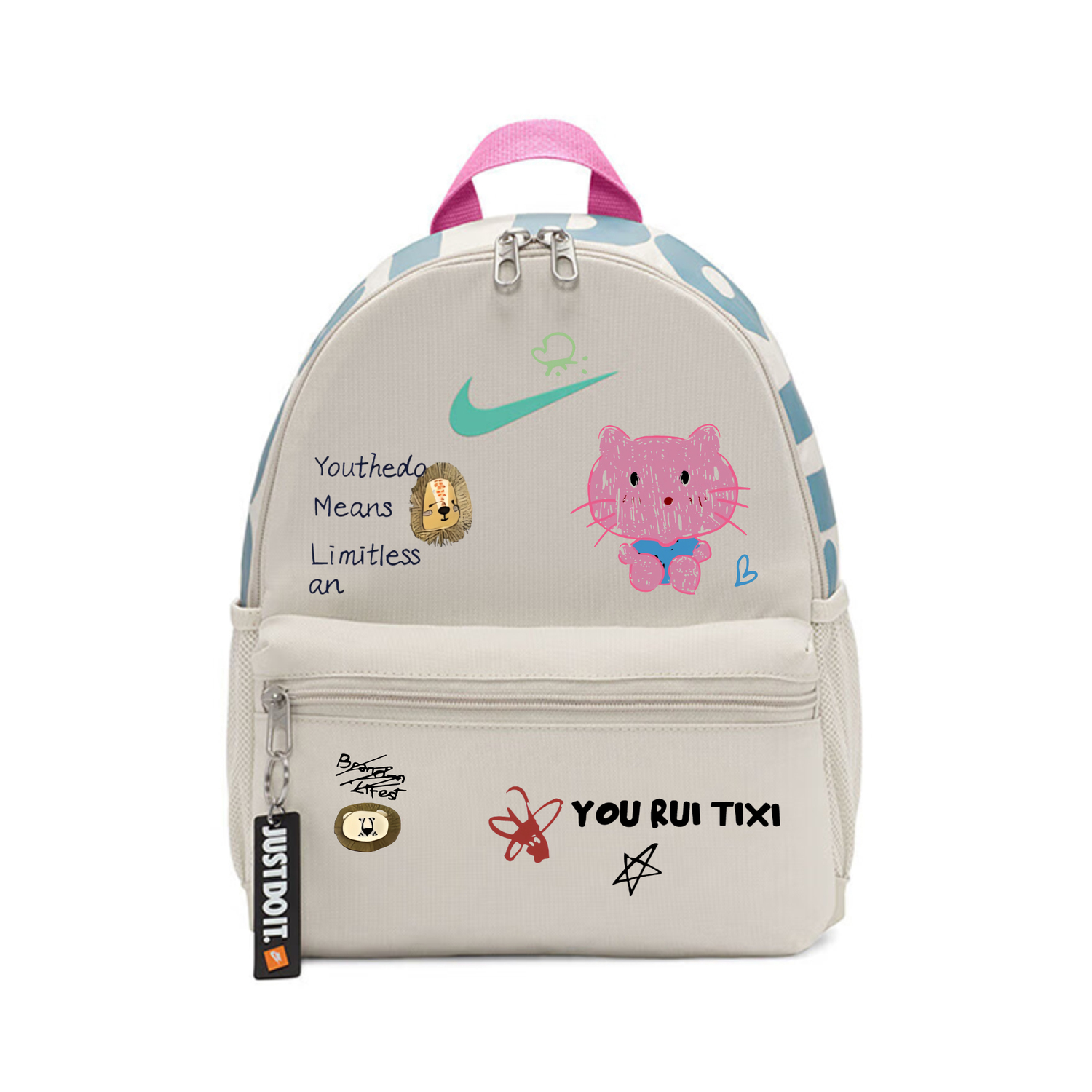 

Nike Тканевый рюкзак обычный детский серый белый, Kitten Lion