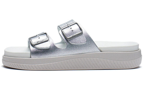 Тапочки clap stylish casual fashion silver slippers Li-Ning, серебряный — фото 2